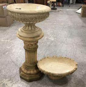 Vintage Plaster Pedestal and Planter Bowl