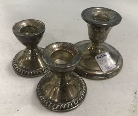 Three Weighted Sterling Candle Holders