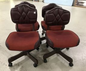 Four Vintage Swivel Rolling Desk Chairs