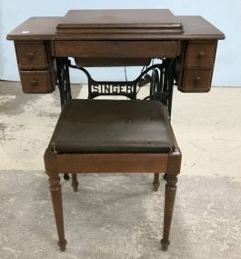Antique Sewing Machine in Cabinet