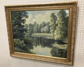 Vintage Landscape Lake Print
