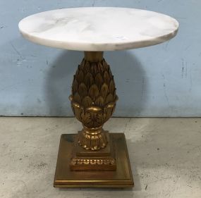 Gold Gilt Pedestal Marble Top Table