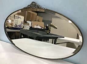 Silver Plated Oval Beveled Mirror