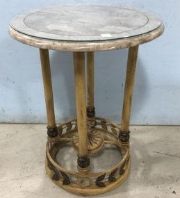 Italian Style Metal Faux Mable Pedestal Table