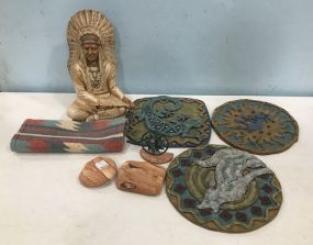 Native America Art work and Chief Statue