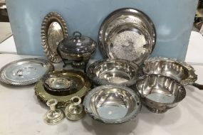 Large Group of Silver Plate Serving Pieces