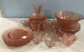 Set of Pink Depression Glassware