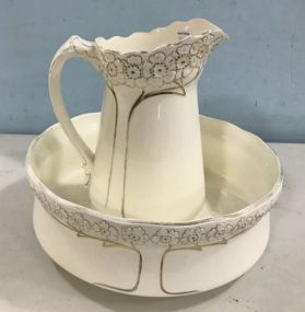 Vintage Porcelain Pitcher and Bowl