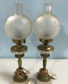Pair of Vintage Brass Globe Lamps