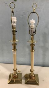 Pair of Brass Candle Stick Style Lamps