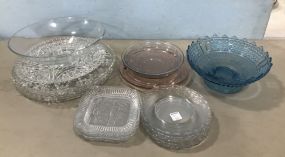 Large Group of Clear Glass Serving Pieces