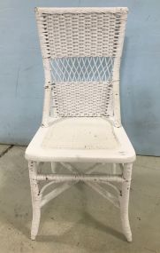 White Wicker Side Chair