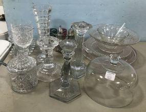 Clear Glass Lot of Serving Pieces