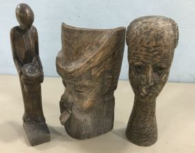Three Hand Carved African Tribal Artwork