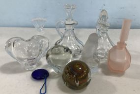 Art Glass Paper Weights, Decanters, and Perfume