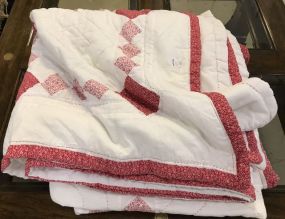 Hand Made Red and White Quilt