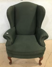 Queen Anne Wing Back Green Chair