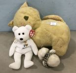 Vintage Teddy Bear Cat, Beanie Baby Teddy Bear and Duck