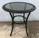 Small Rattan Round Glass Table