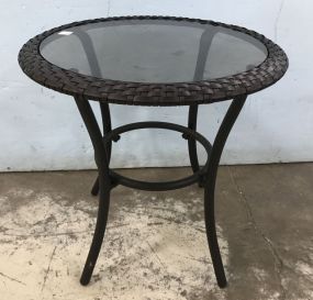 Small Rattan Round Glass Table