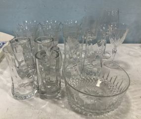 Group of Clear Glass Stems and Mugs