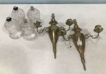 Pair of Brass Wall Candle Holder Sconces