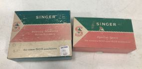 Two Boxes of Vintage Singer Sewing Machine Attachments