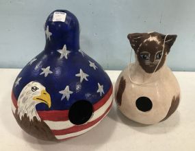 Two Hand Painted Bird Houses