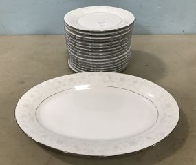 Porcelain China Platter and Salad Plates