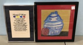 Chalk Painting of Urn and Hug O' War print