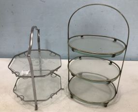 Two Metal Framed Glass Display Stands