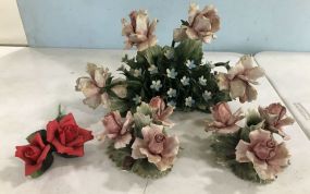 Thee Porcelain Flower Arrangements