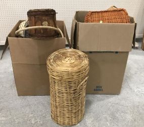 Two Large Boxes of Assorted Decorative Baskets