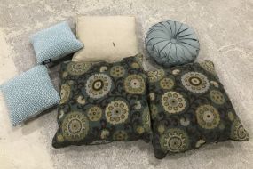 Six Decorative Upholstered Throw Pillows