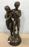 Large Bronze Auguste Moreau Statue of Neoclassic Couple