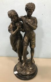 Large Bronze Auguste Moreau Statue of Neoclassic Couple