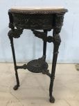 Antique Metal Ornate Griffins Marble Stand