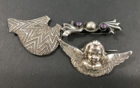 Two .925 Sterling Brooches and Sterling Mexican Brooch
