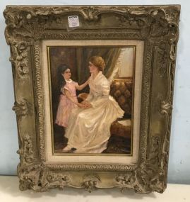 E J CyGne Oil Painting of Mother and Child
