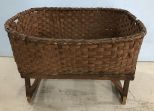 Large Split Oak Woven Basket on Stand