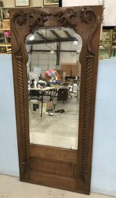 Antique Oak Wall Hanging Mirror Panel