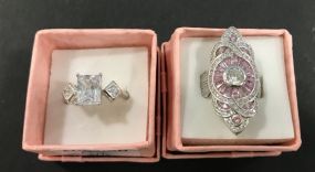 Two Cocktail Deco Style Rings