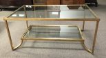Contemporary Gold Gilt Glass Top Coffee Table