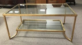 Contemporary Gold Gilt Glass Top Coffee Table