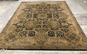 Black and Gold Hand Woven Wool Rug