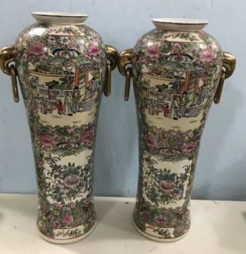 Pair of Chinese Porcelain Hand Painted Urns