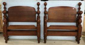 Pair of Cherry Cannon Ball Twin Beds