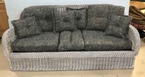 Light Blue Wicker Style Sofa