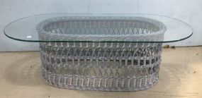 Light Blue Wicker Style Coffee Table