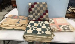 Four Vintage Patch Hand Made Quilts